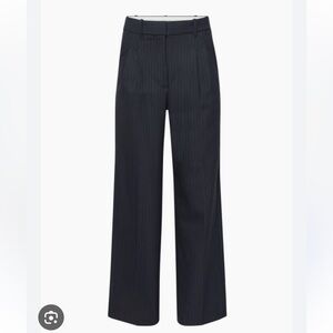 Aritzia Wilfred The Effortless Pant, Dark Navy & Grey Pinstripes